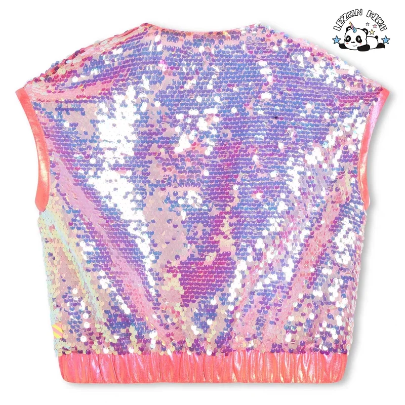LEZONKIDS - Color  Size Fabric Customization Available Sequin Summer Children Girls Clothing Set